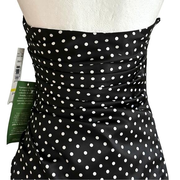 Onyx Nite Dress Black White Polka Dot Strapless Tulle Fit Flare Prom Size 3/4 - Picture 5 of 12